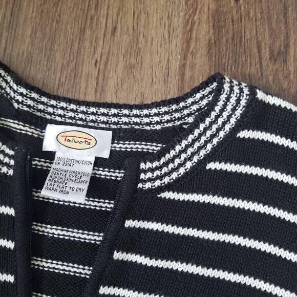 💙 Talbots Full Zipper Cardigan Sweater 100% Cotton - Picture 6 of 9